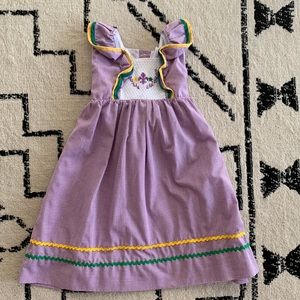 Girls Mardi Gras smocked dress